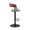 Armen Living Benson Adjustable Gray Faux Leather and Walnut Wood Bar Stool with Black Base LCBNBAWABLGR - alternate 9